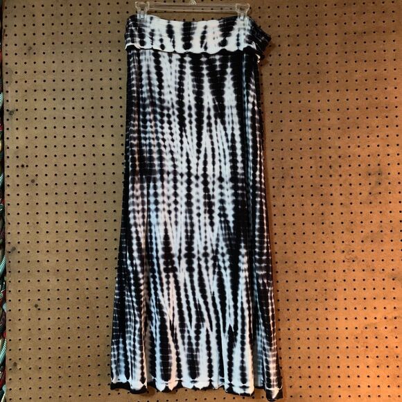 Y2K Maxi Skirt Back White Tie Dye Goth Whimsygoth Fairy Stretch Flowy Jersey XL - Picture 1 of 7